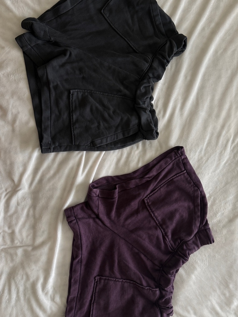 Aerie Women’s Fleece Lounge Shorts Bundle of 2 Gray & Plum Pull-On Shorts